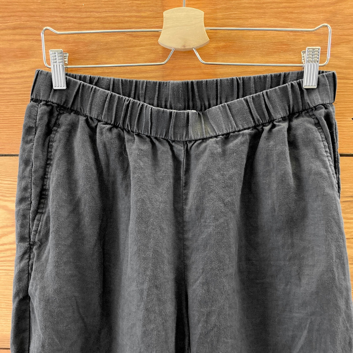 Eileen Fisher Black Organic Linen Pull-On Elastic Waist Pants - Size S - 0929LL