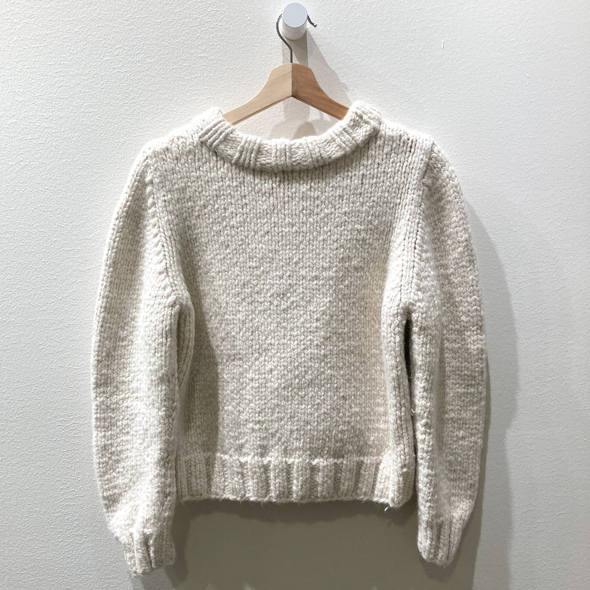 Caron Callahan Ivory Chunky Knit Heavy Alpaca Pullover Sweater - Sz XS - 1125KG
