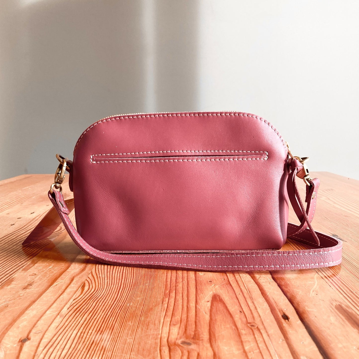 Portland Leather Goods Purple Zip Top Crossbody Bag Purse 0322AS