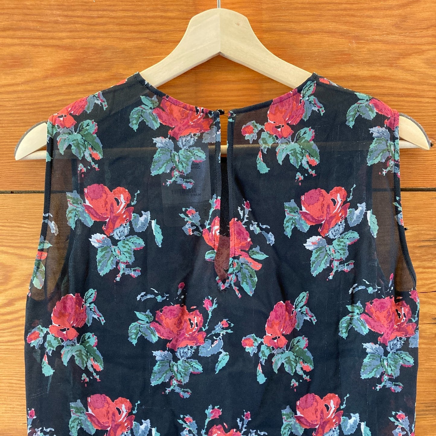 Saint Laurent Black Floral Semi Sheer Viscose Sleeveless Top - Size S - 1011SC