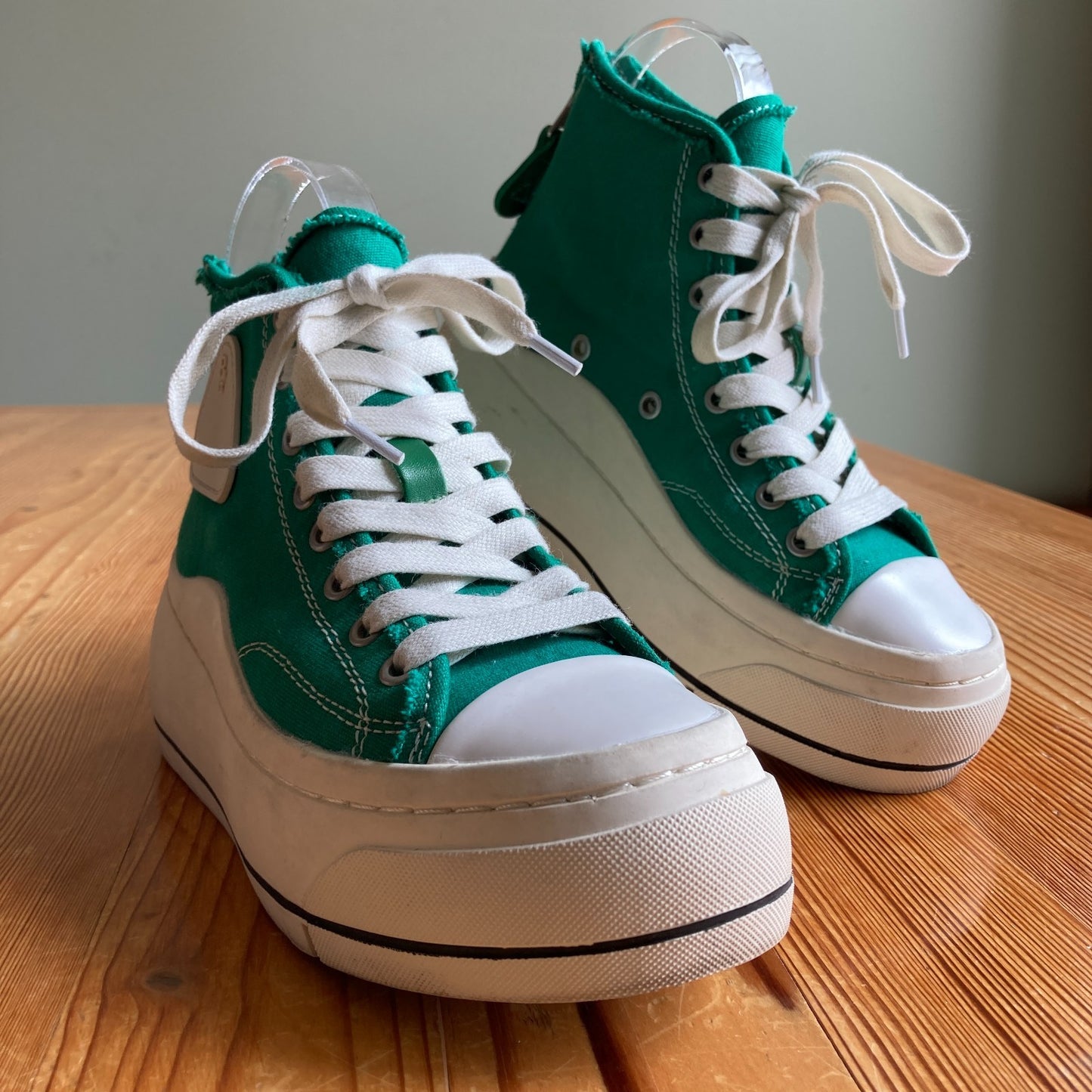 R13 $495 Green Chunky High Top Platform Kurt Sneakers Shoes - Size 5 - 0415AB