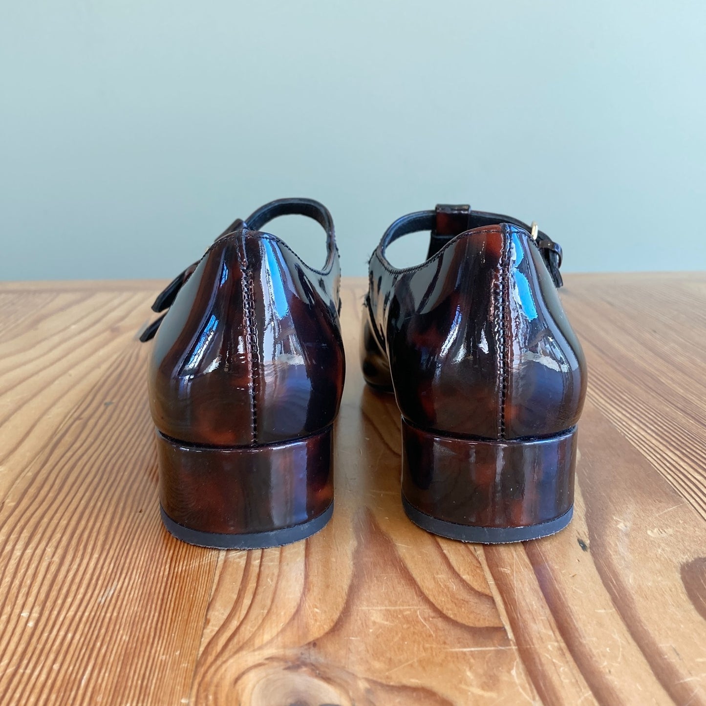 7 - J Crew Patent Leather Tortoise Shell Teagan T Strap Mary Jane Shoes 0105MR