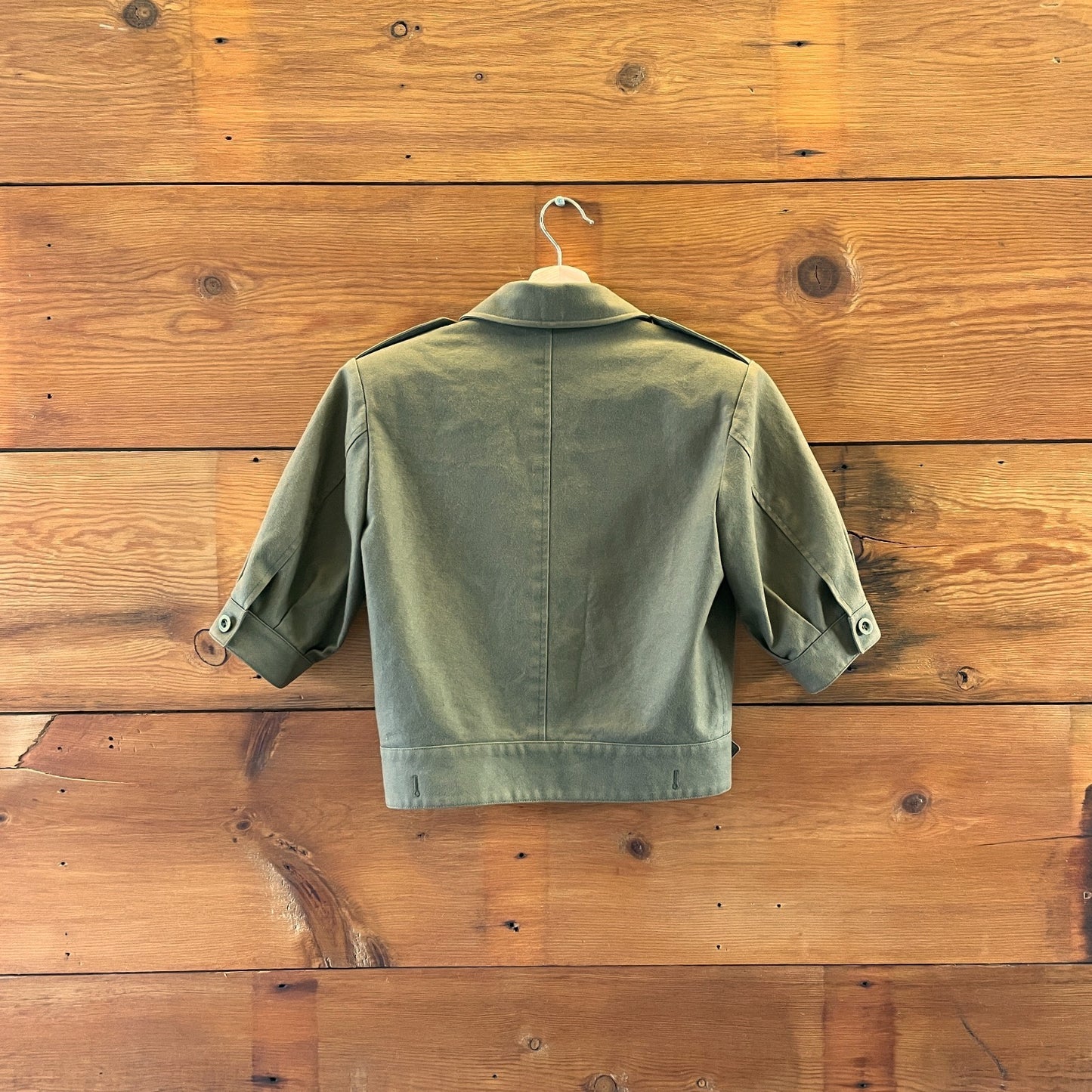 38 / M - Saint Laurent Khaki Short Sleeve Utility Button Up Jacket 1204KS