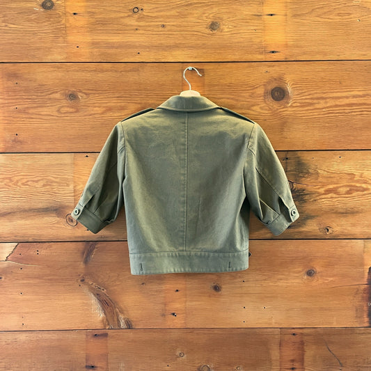 38 / M - Saint Laurent Khaki Short Sleeve Utility Button Up Jacket 1204KS