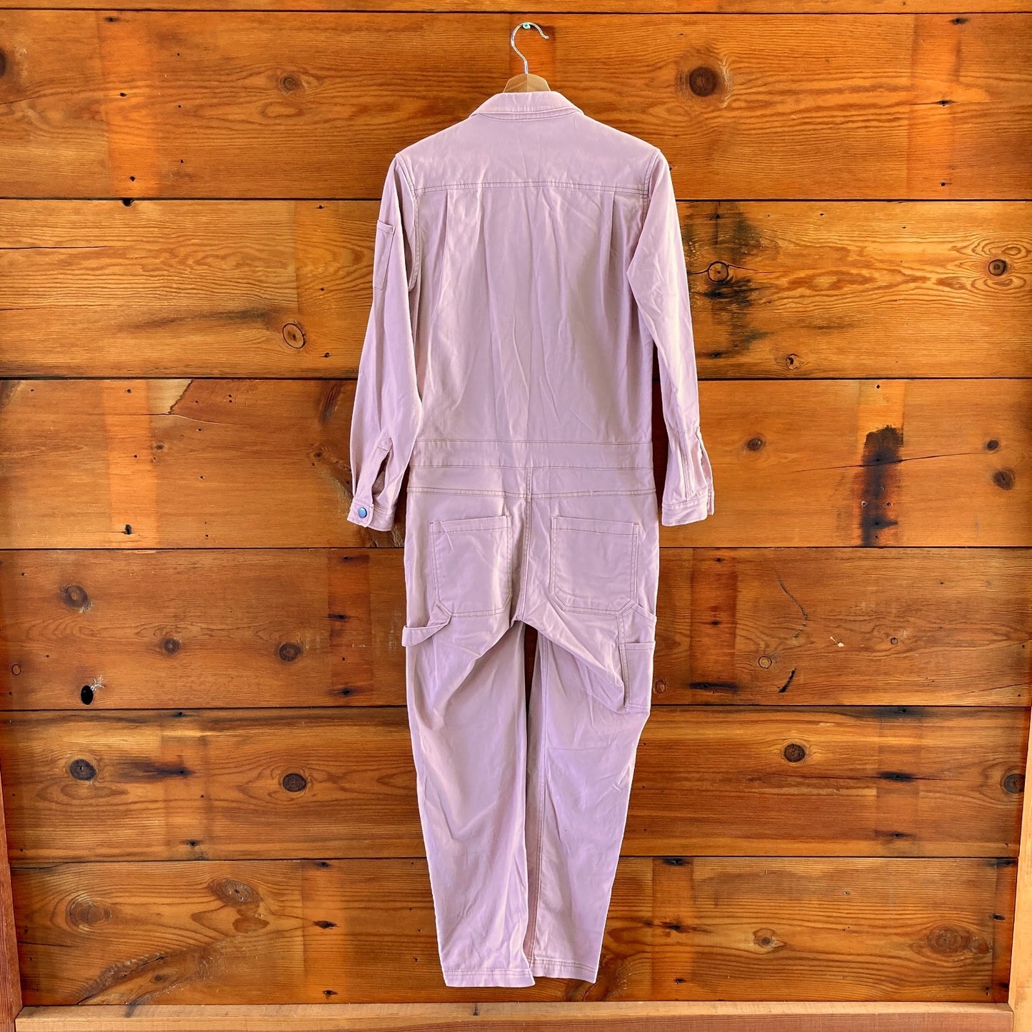 S - Wildfang Soft Pink Long Sleeve Essential Coverall Womens Jumpsuit 0313AH