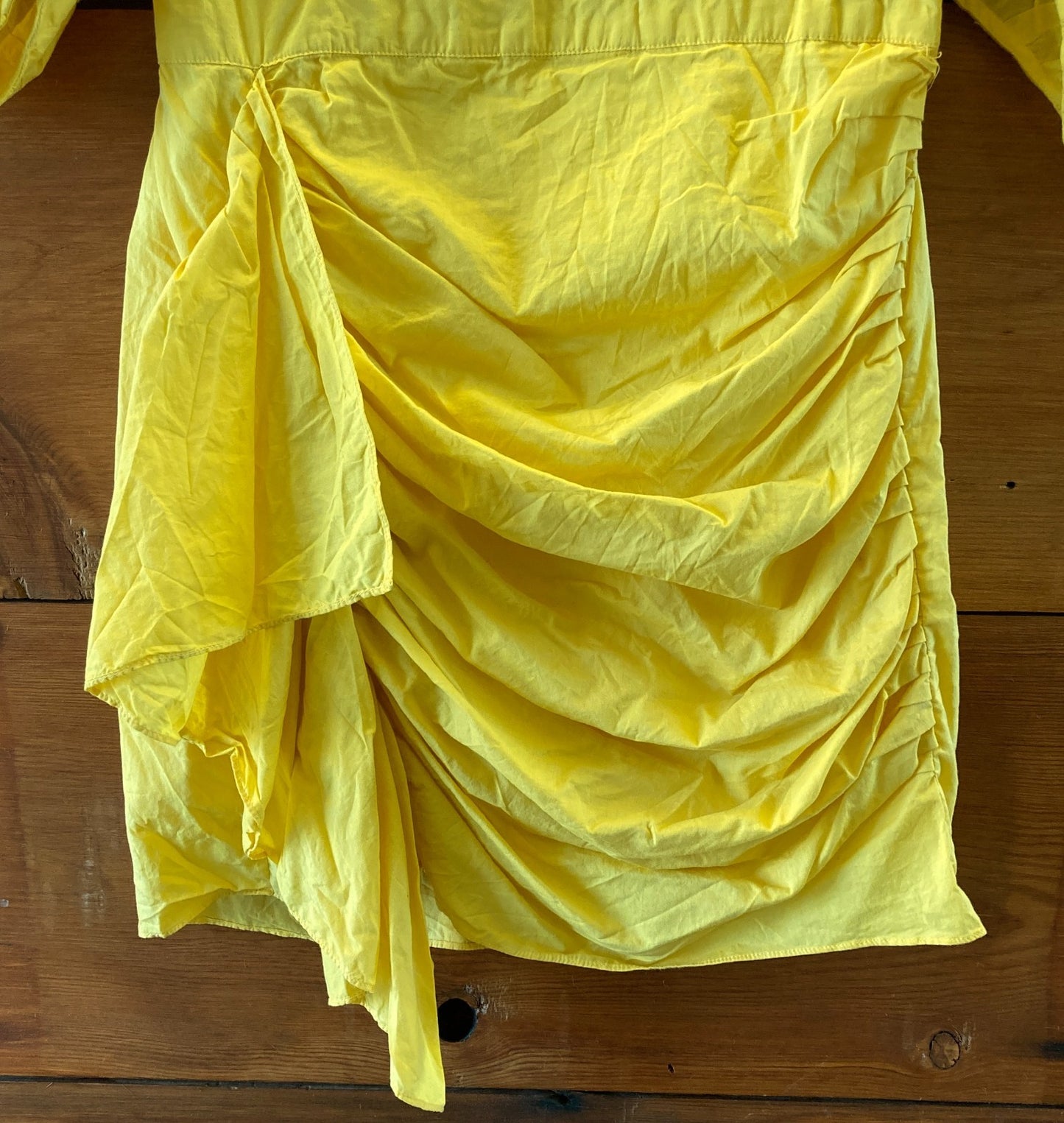 Rhode Bright Yellow Pia Puff Sleeve Ruched Dress - Size S - 0415AB