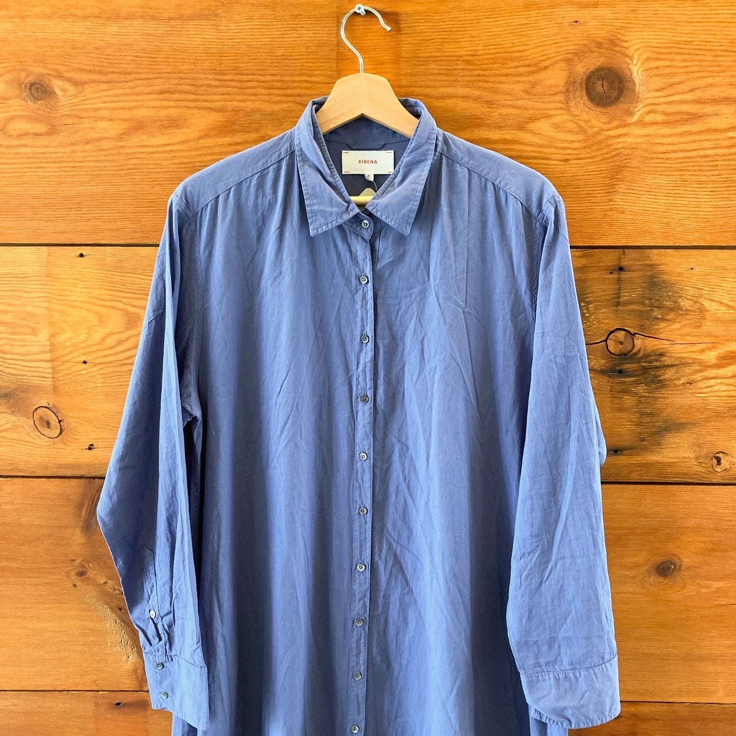 Xirena Blue Long Sleeve Loose Fit Cotton Maxi Boden Dress - Size M - 4427SC