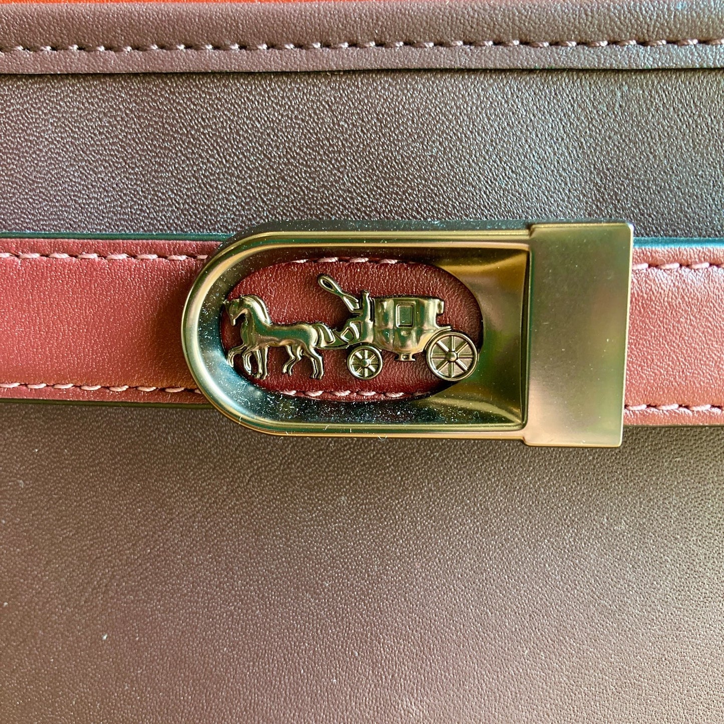 Coach Brown & Red Leather Tate Carryall 29 Bag *missing strap - 0731LR