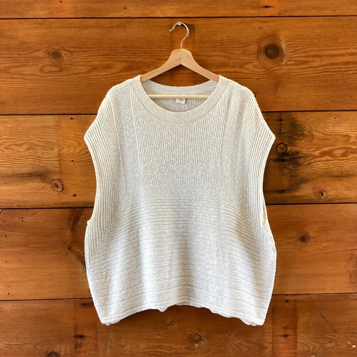Tamaki Niime Light Gray Cap Sleeve Ribbed Knit Sweater Top - One Size - 0223LA