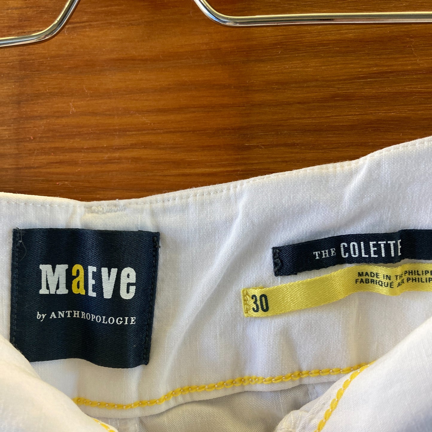 Maeve Anthropologie White Stretch Linen Blend Colette Pants - Size 30 - 0104AB