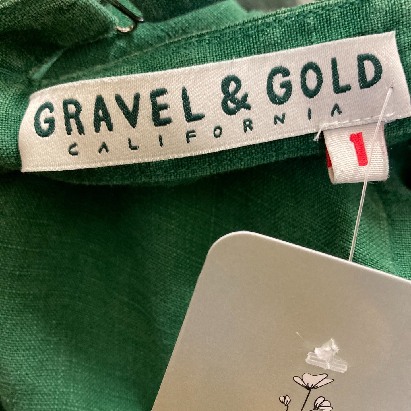 1 / S - Gravel & Gold $325 Basil Green Linen Twyla Jumpsuit Overalls 0312IG