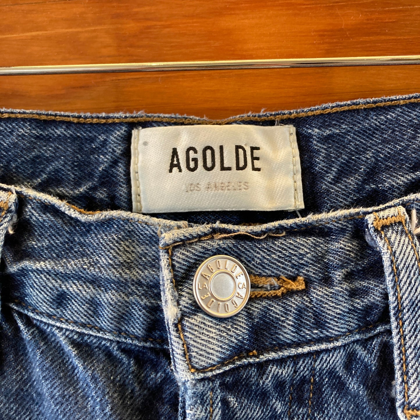 AGOLDE Medium Wash Ren Button Fly Wide Leg High Rise Jeans - Size 24 - 1022ED
