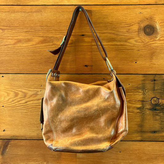 Marino Orlandi Brown Leather Slouchy Convertible Backpack Bag - 0811SS