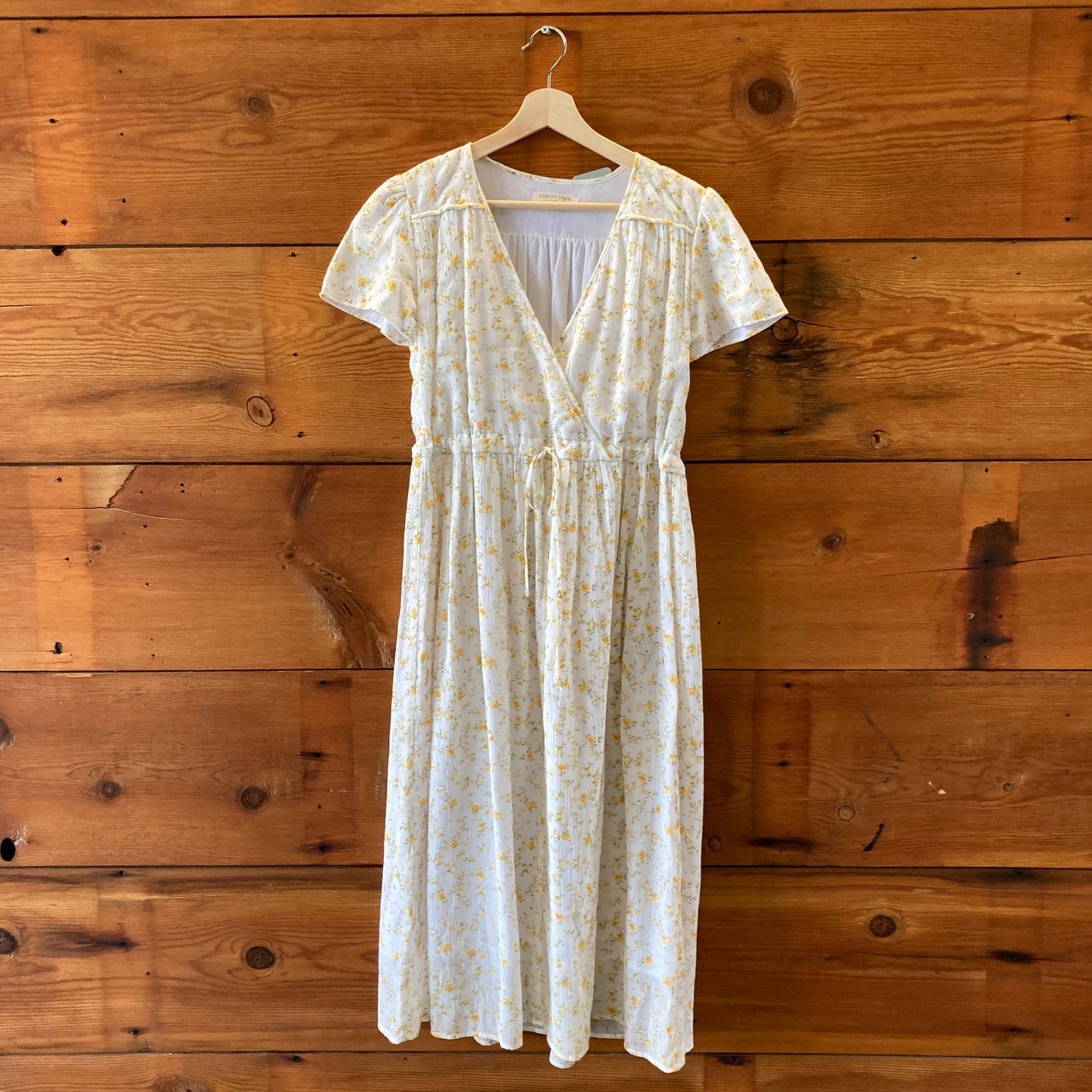 Christy Dawn White & Yellow Floral Gauze Cotton Maxi Dress - Size M - 0805AY