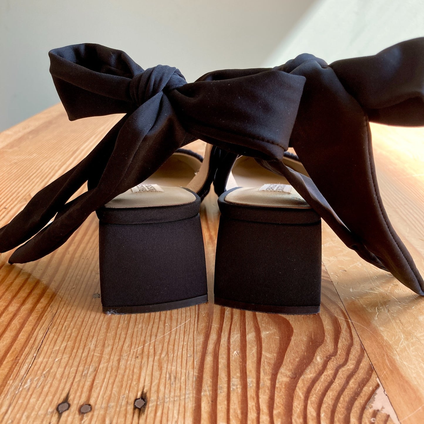 Badgley Mischka Black Pleated Ankle Tie Ofelia Heels Shoes - Size 9 - 0831HF
