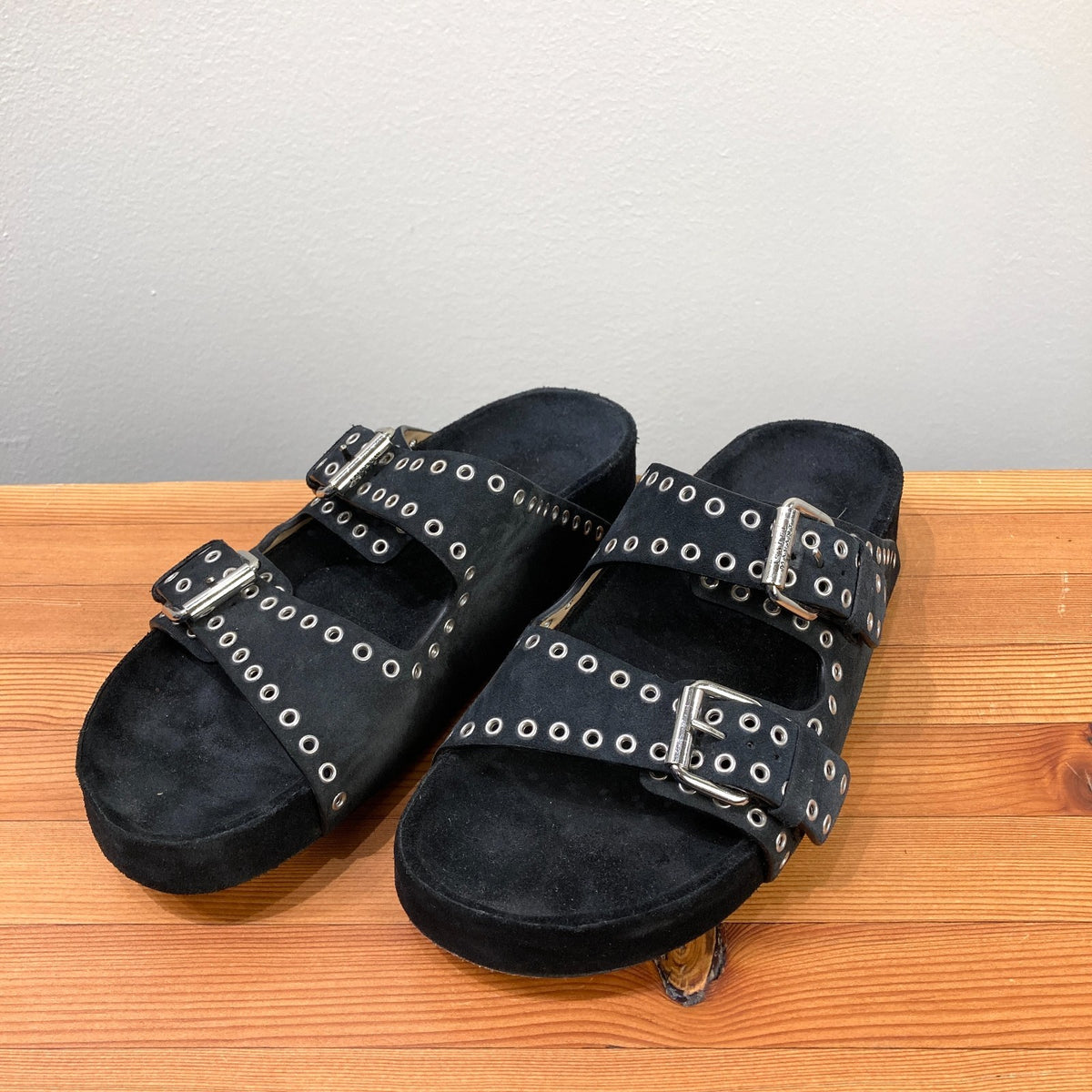 Isabel Marant Black Studded Buckle Strap Sandals - Size 39 / 9 - 0129LH