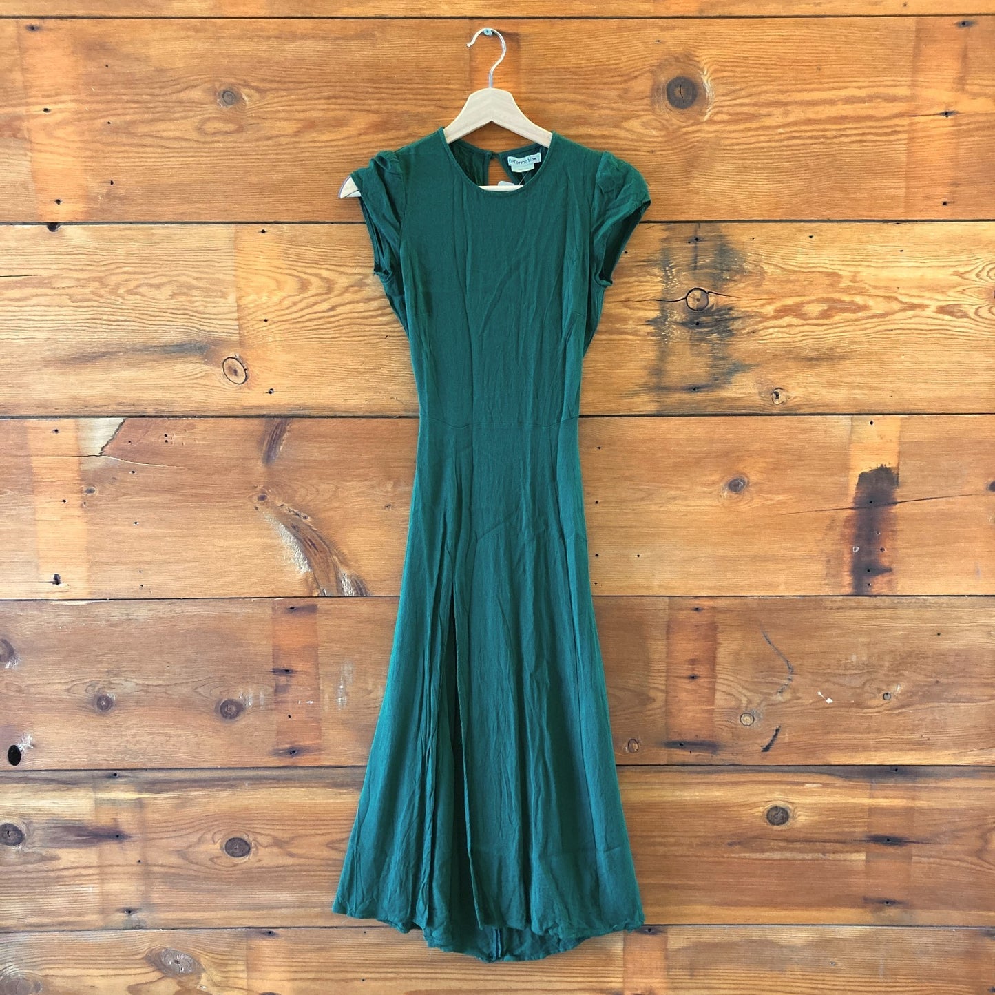 Reformation Emerald Green Gavin Open Back High Slit Midi Dress - Size 4 - 0816TB