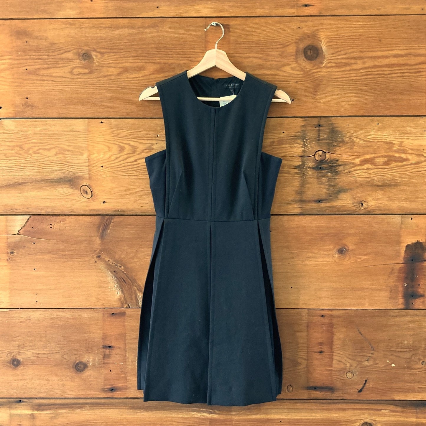 Rag & Bone Black Sleeveless Wool Pleated Back Zip Dress - Size 2 - 0519SM