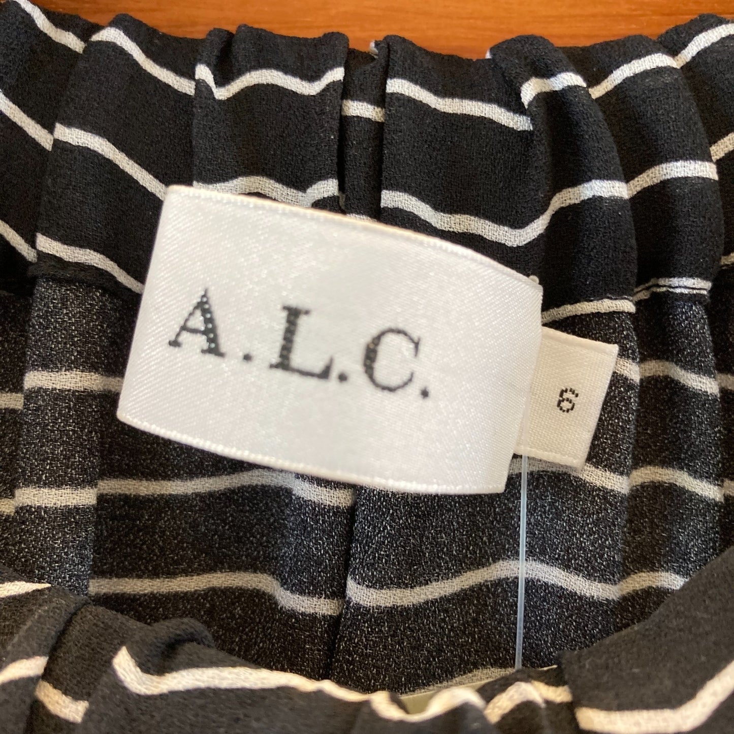 ALC Black & White Striped Sleeve Tie Waist Maxi Dress - Size 6 - 4427SC