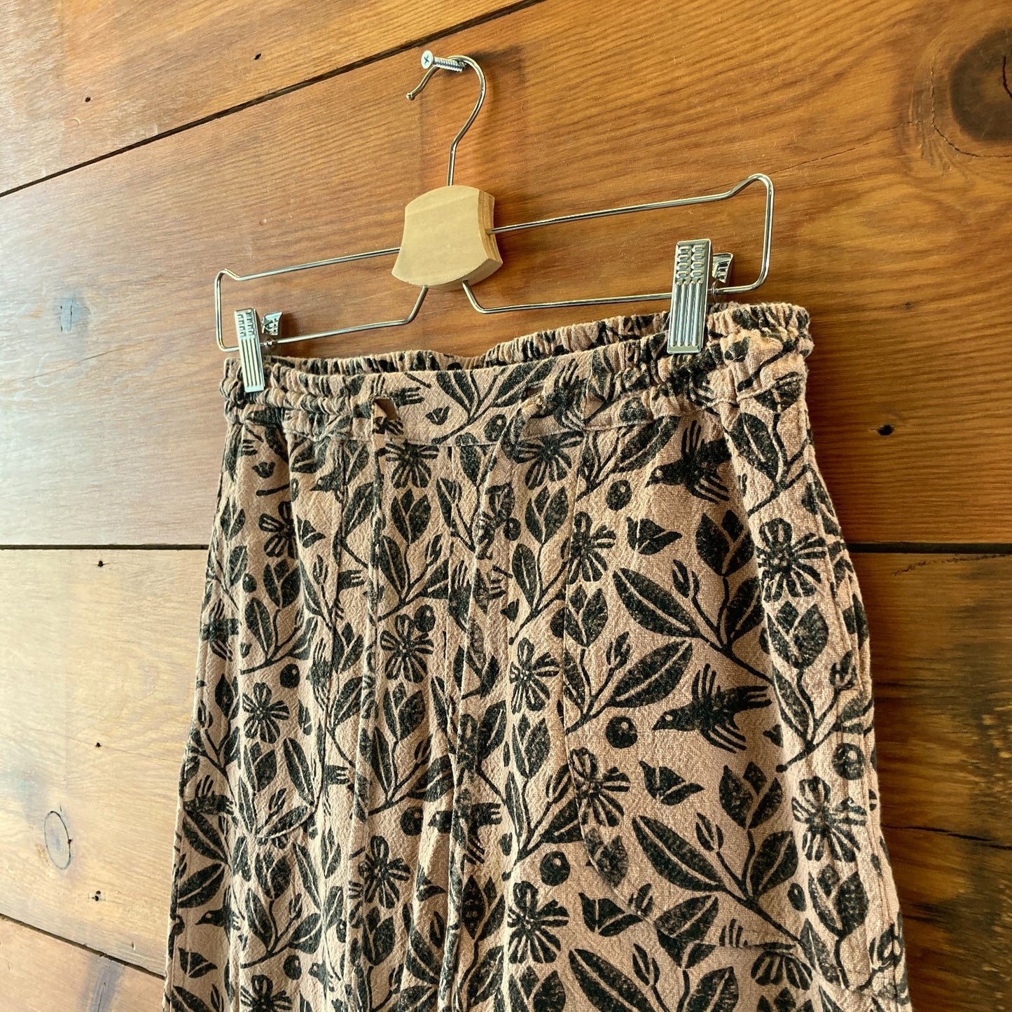 Po-Em Tan Black Block Print Deck Pull-On Elastic Waist Pants - Size XS - 0517DS