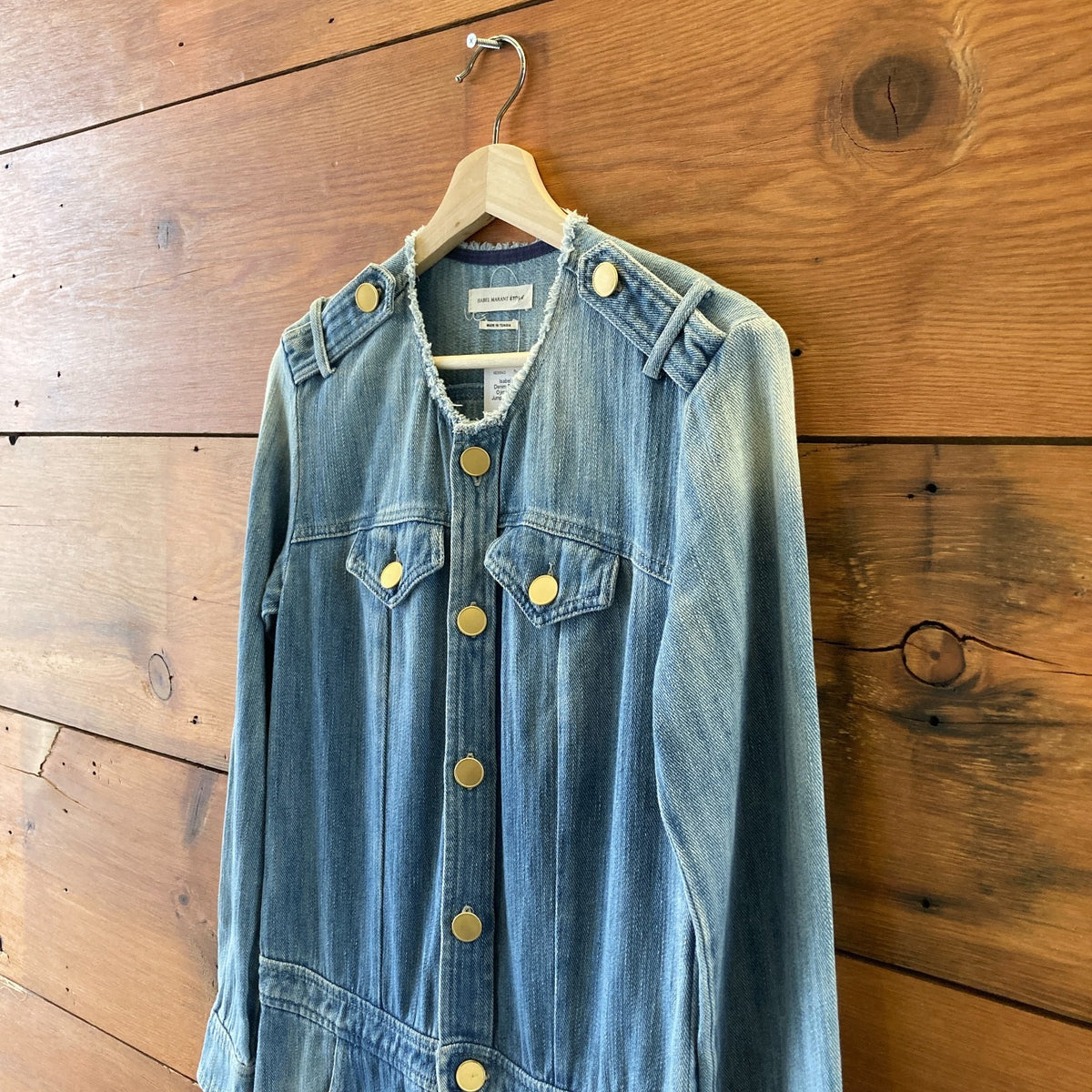 Isabel Marant Denim Frayed Trim Ojima Button Up Jumpsuit - Size 36 / S - 0927EK