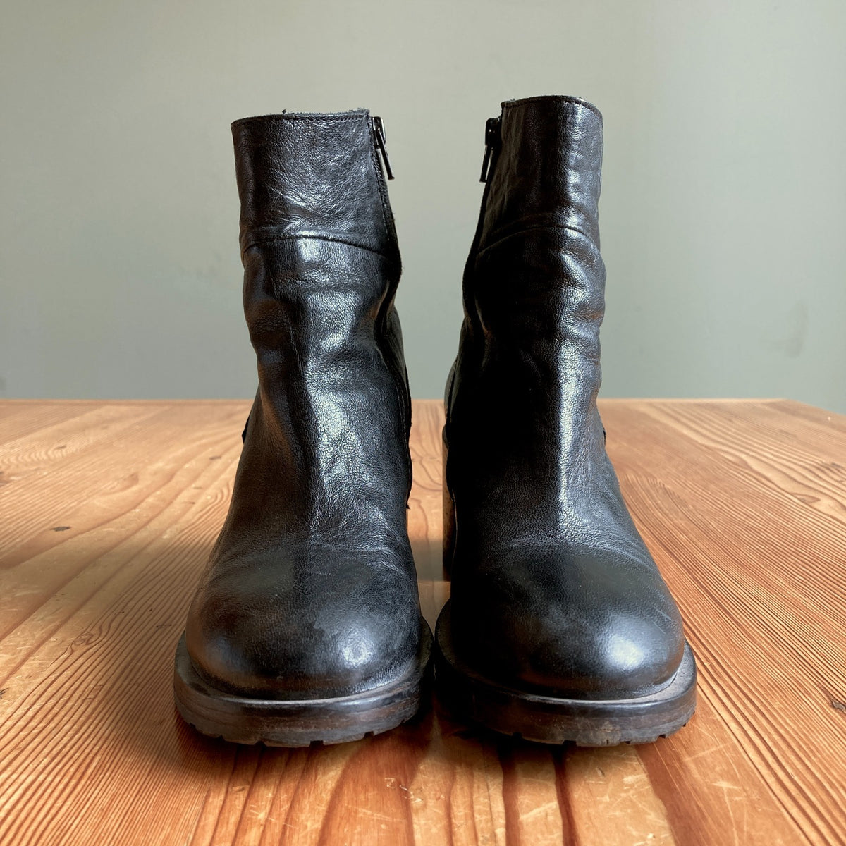 Moma Black Leather Vitello Heeled Ankle Boots - Size 36 / 6 - w/ Box - 0224DM