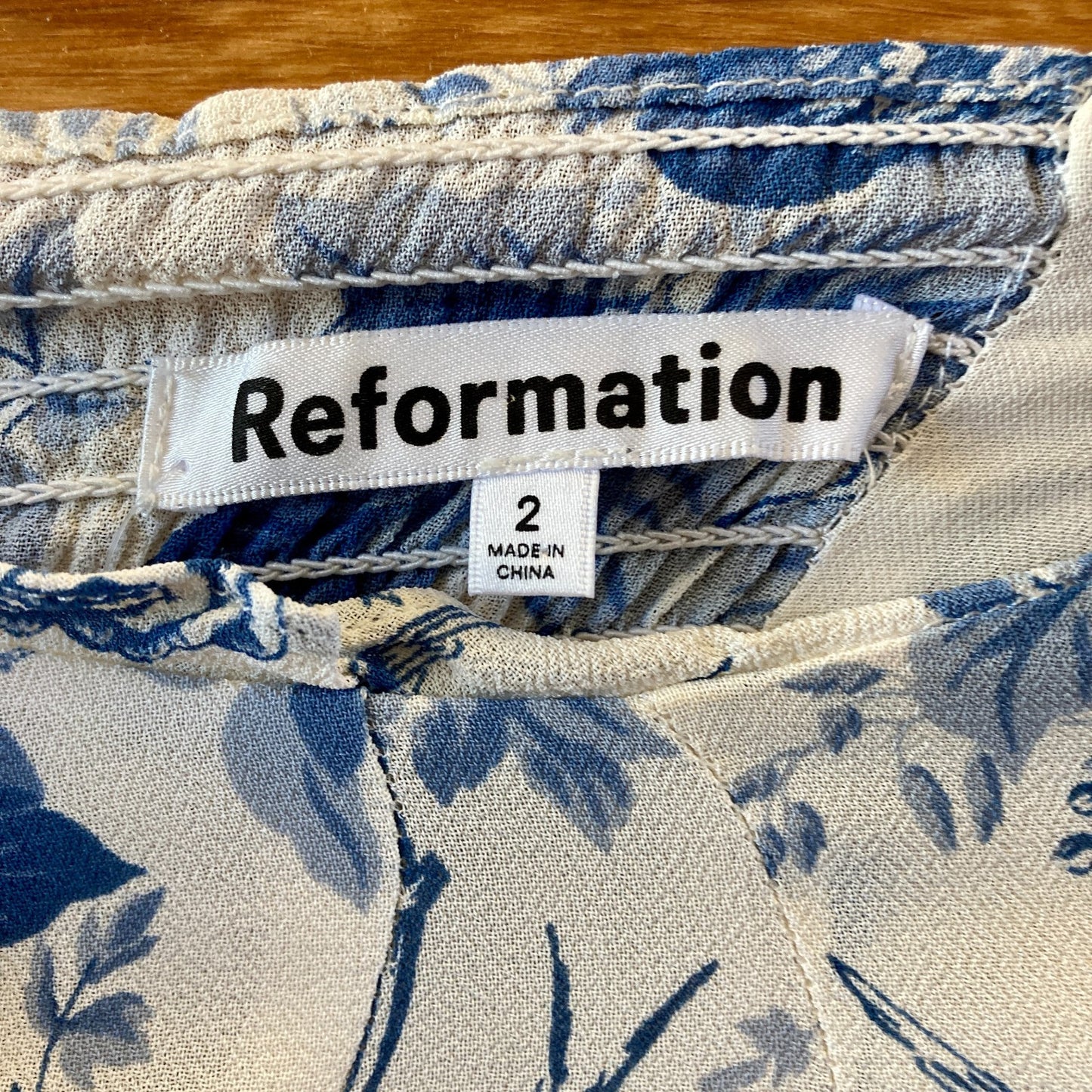 Reformation Blue & White Pompadour Nikita Midi Dress - Size 2 - 1126GT