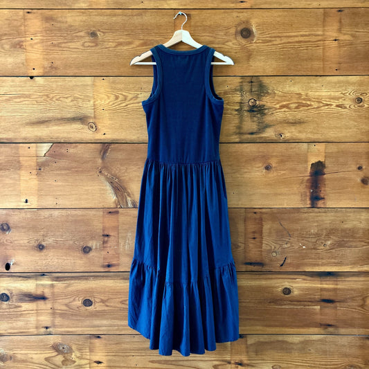 Cinq a Sept Navy Blue Ribbed Knit Sleeveless Midi Dress - Size L - 1016SS