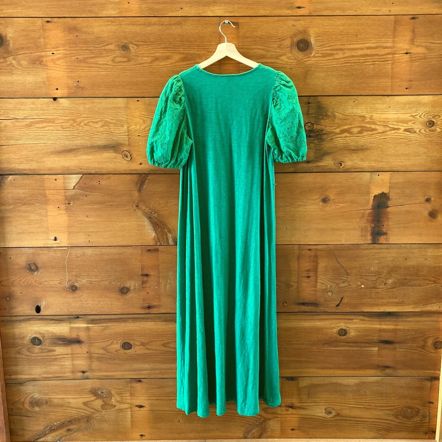 Boden Green Short Eyelet Embroidered Maxi Dress - Womens Size 8 - 0106KA