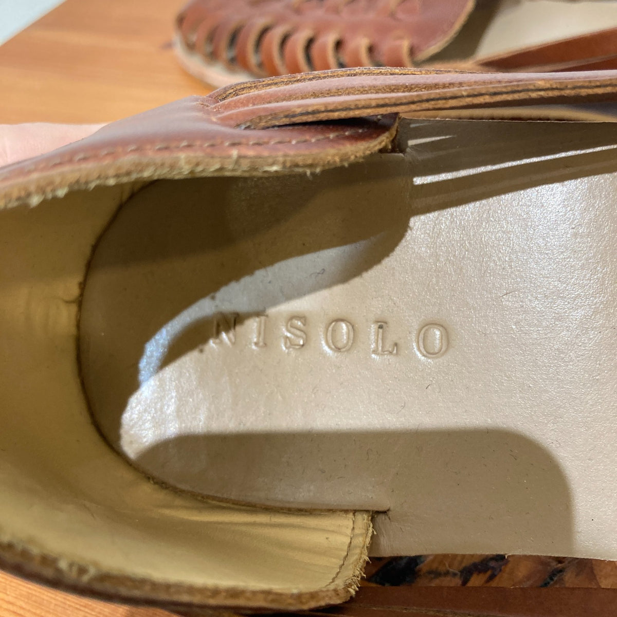 Nisolo Brown Woven Leather Huarache Sandals Shoes - Size 9.5 - 0815CJ