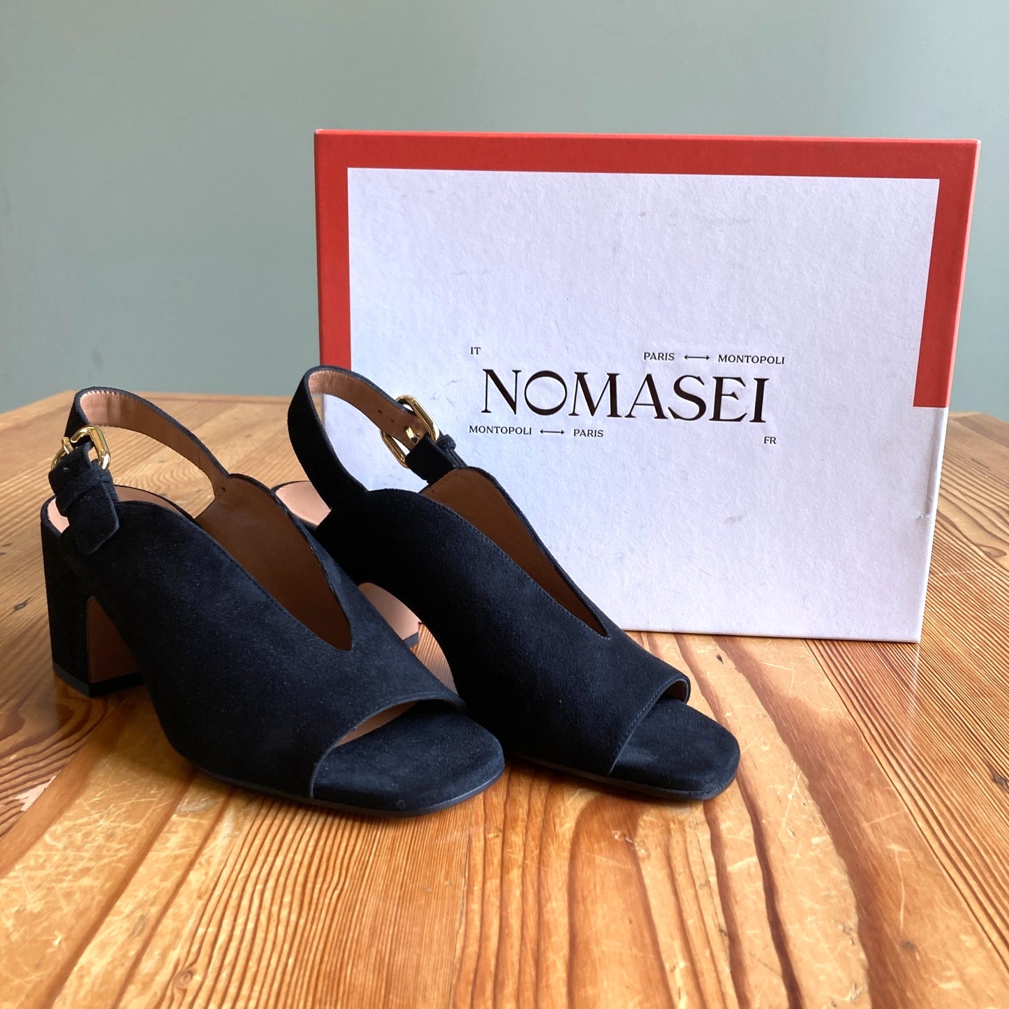 Nomasei $460 Baghera Camoscio Suede Heels Shoes - Sz 39 / 8.5 NEW w/ Box -4427SC