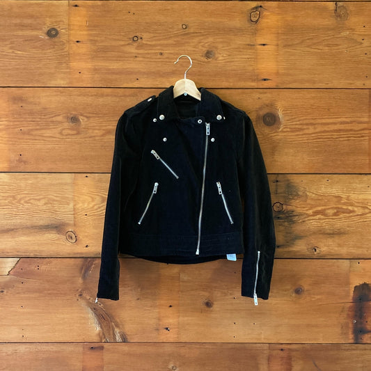 XS - Rag & Bone Black Velvet Mercer Moto Womens Biker Jacket 0508DK