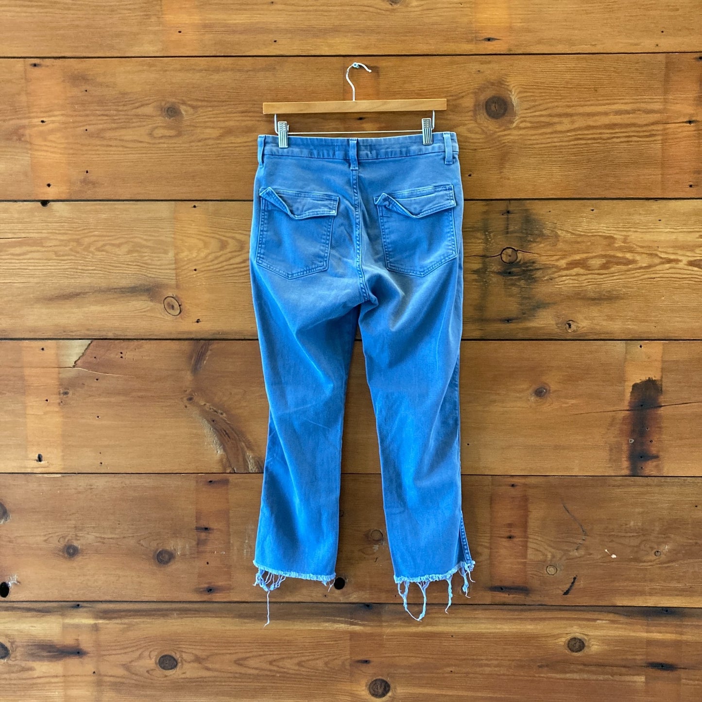 AMO Blue High Waisted Easy Army Trouser Frayed Hem Pants - Size 27 - 4427SC