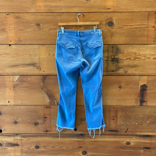 AMO Blue High Waisted Easy Army Trouser Frayed Hem Pants - Size 27 - 4427SC