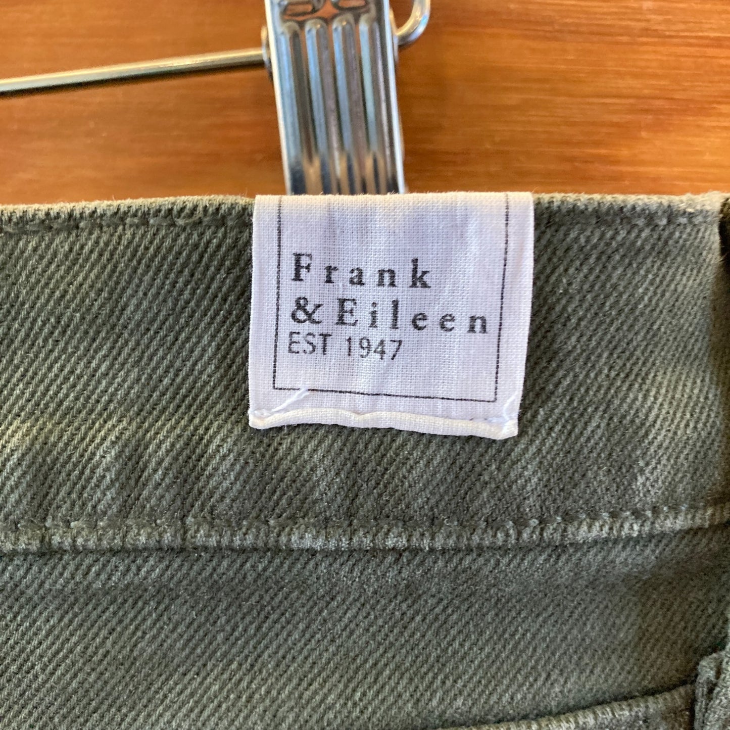 Frank & Eileen Olive Green Cork Frayed Hem Straight Leg Jeans - Size 32 - 0519SM