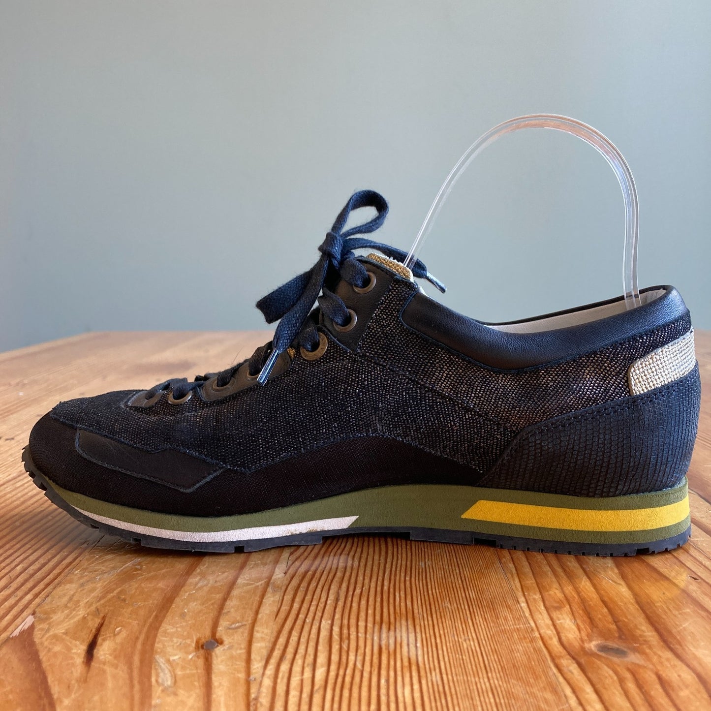 Lanvin Black Reflective Lace Up Leather Sneakers Shoes - Size 39 / 8 - 1217RM
