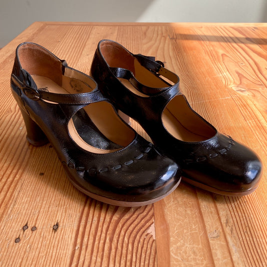 John Fluevog Vintage Black Minstrel Mary Jane Heels - Size US 9 / UK 6 - 1223NM