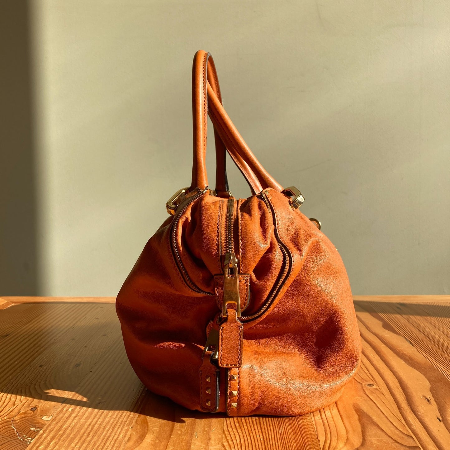 Marc Jacobs Orange Paradise Rio Satchel Moto Lambskin Leather Bag 0000MB