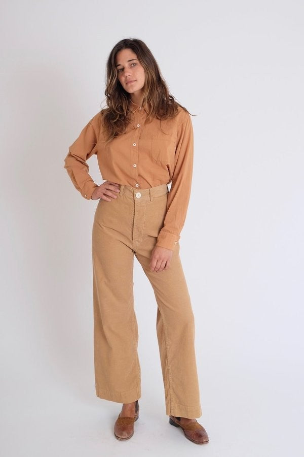 Jesse Kamm $395 Tan Corduroy Wide Leg High Rise Sailor Pants - Size 6 - 0619BL