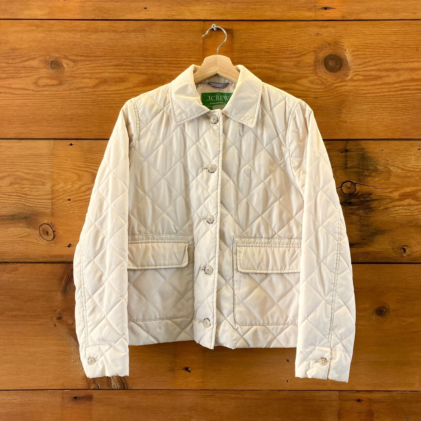 J Crew White Quilted Signature Puffer Lady Jacket - Size XXS - 0206SB