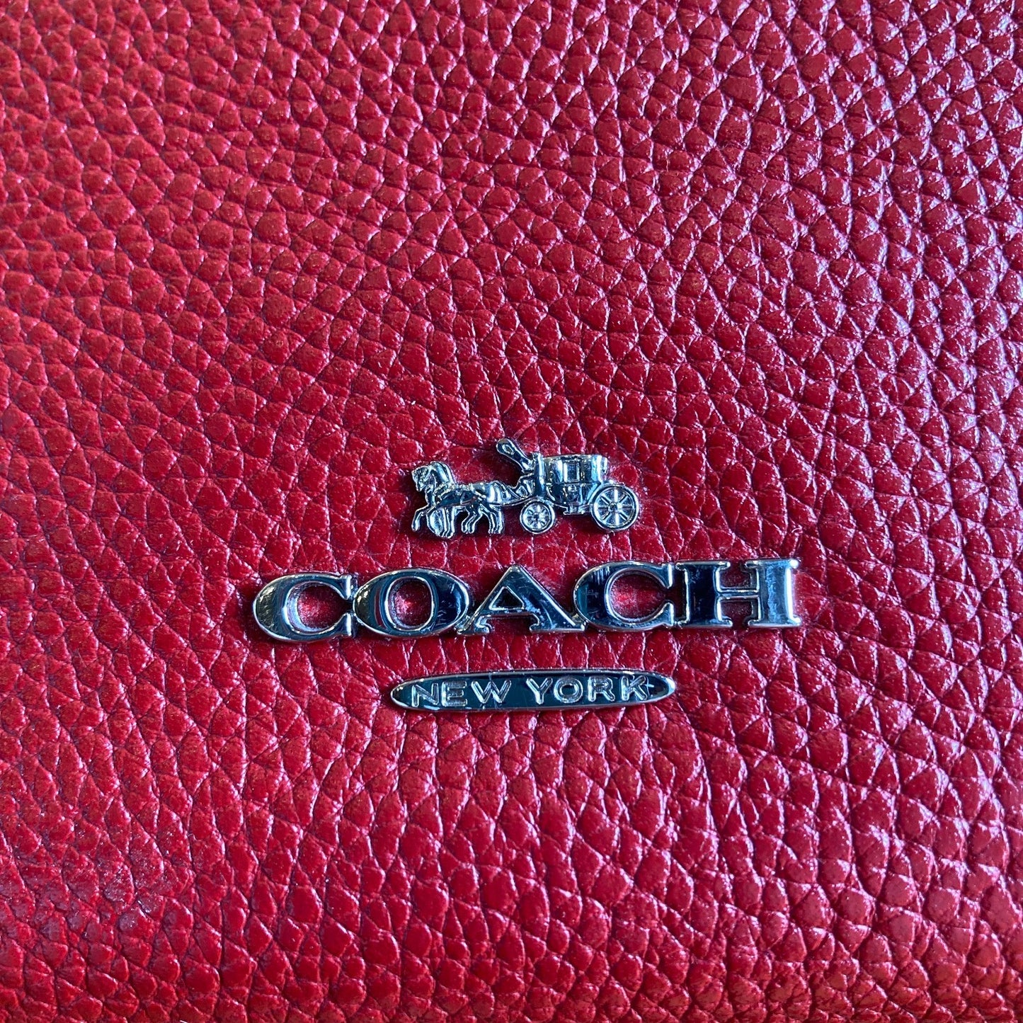 Coach Red Pebbled Leather Elle Hobo Convertible Shoulder Bag w/ keychain 0322AS