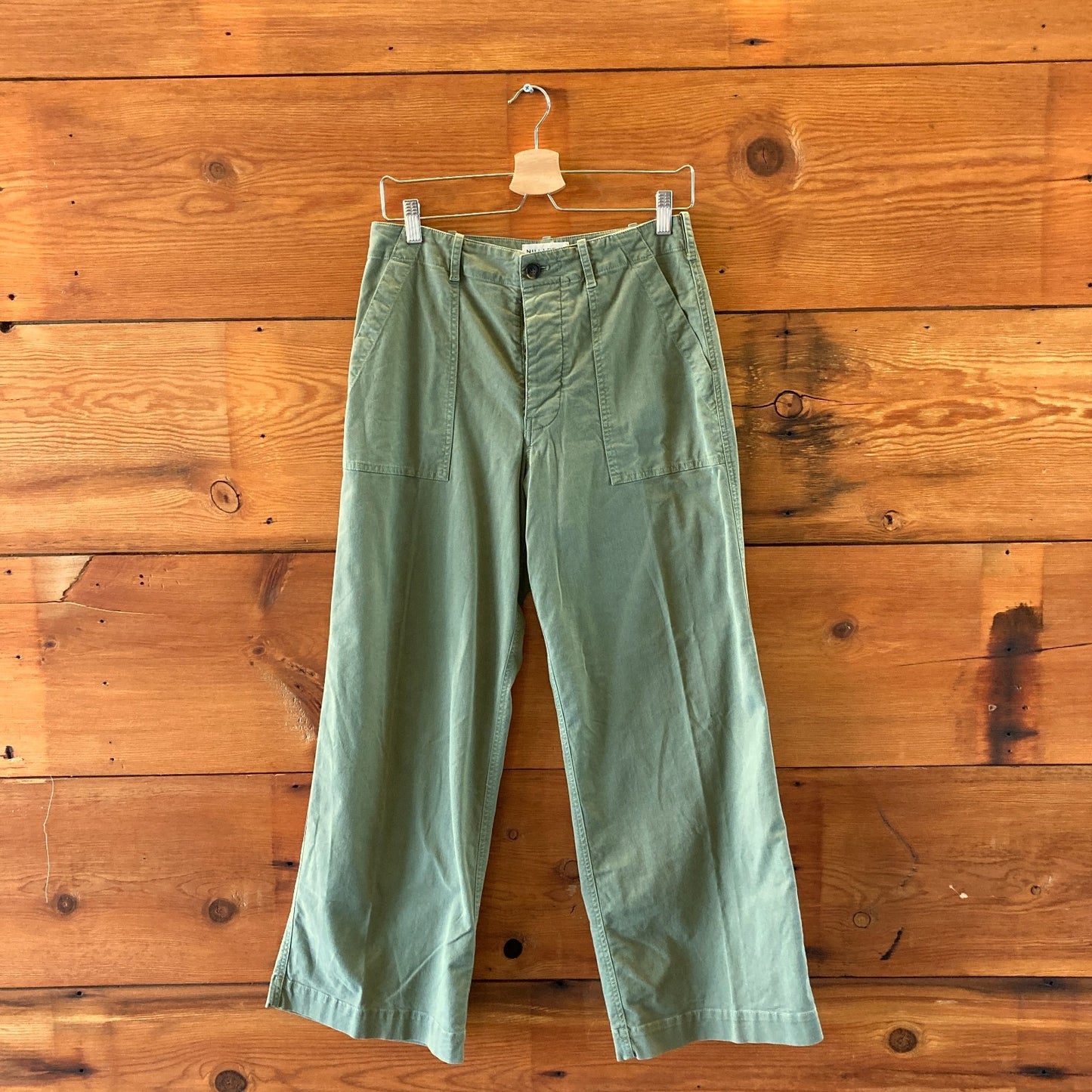 Nili Lotan Military Green Button Fly Wide Leg Trouser Pants - Size 4 - 0422VS