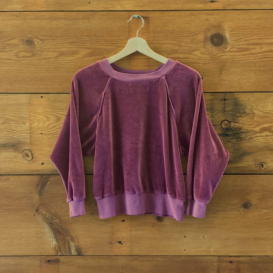 Suzie Kondi $225 Burgundy Velour Pullover Samos Sweatshirt - Size S - 1002MG