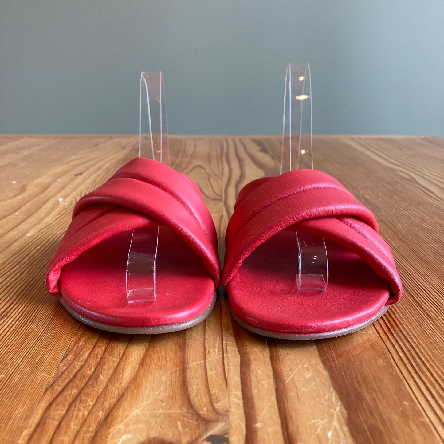 Beek Red Surfbird Womens Puffy Cross Strap Slide Sandals - Size 9 - 1114LH