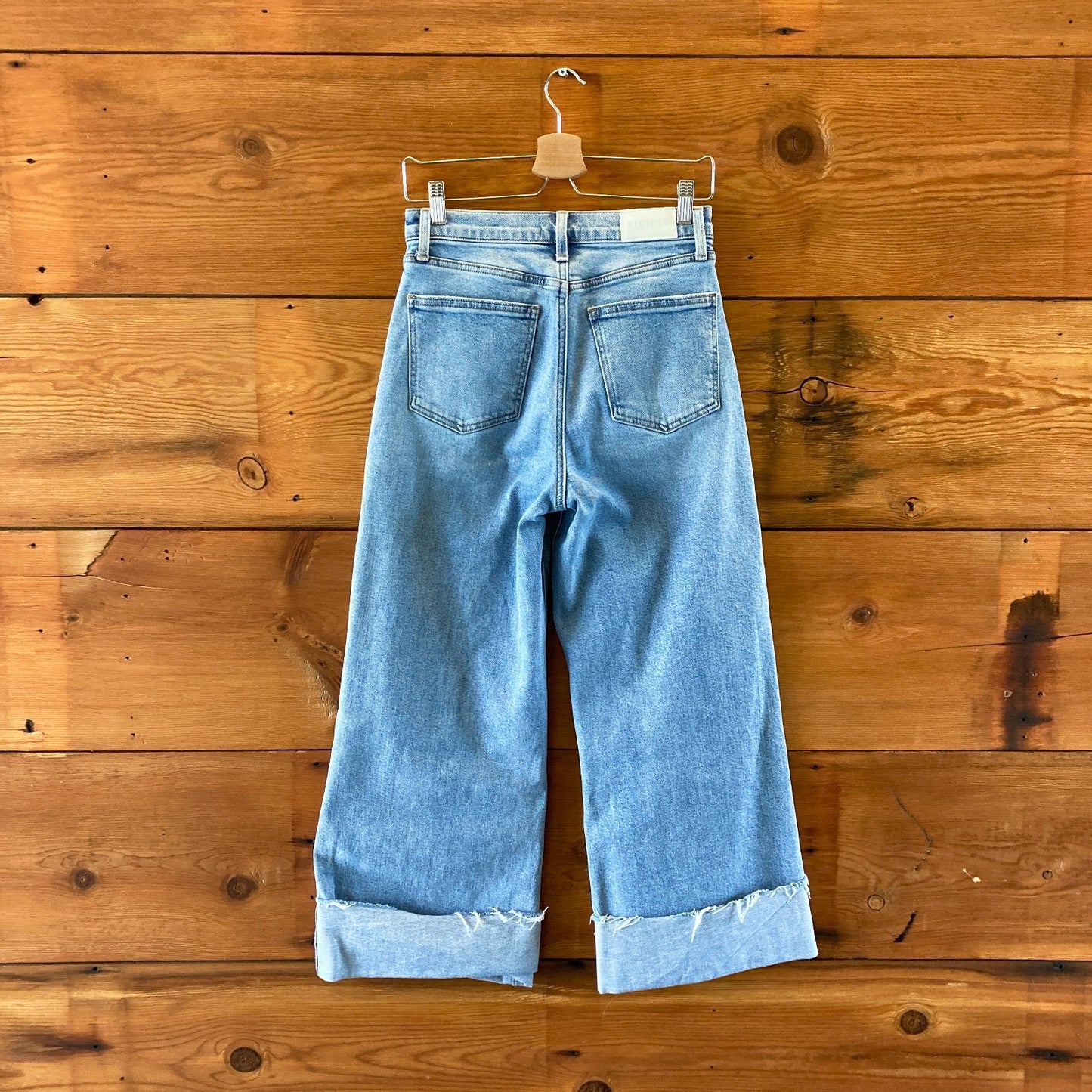 Pistola Light Wash High Rise Denim Wide Leg Lana Cuffed Jeans - Size 27 - 0707PN