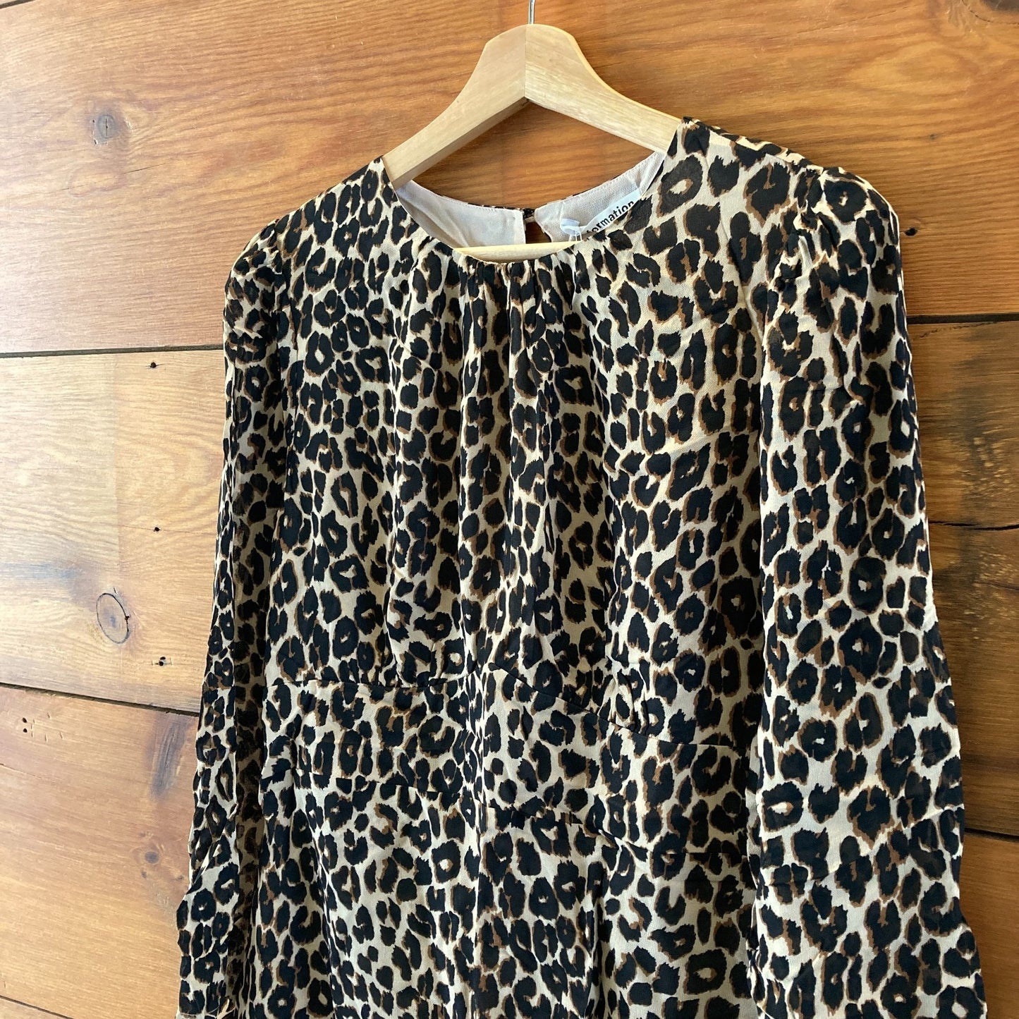 Reformation Leopard Printed Laken Long Sleeve Dress - Size 12 - NEW - 1125EA