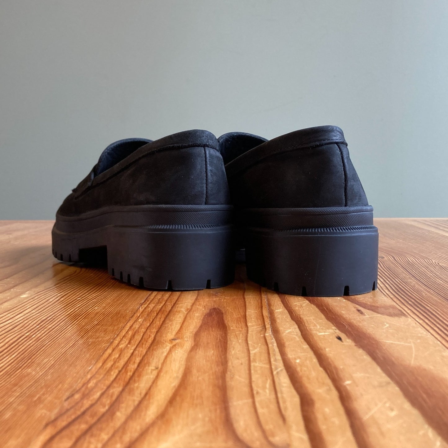 10 - Patina Black Suede Zoe Chunky Penny Loafer Shoes 0519MK