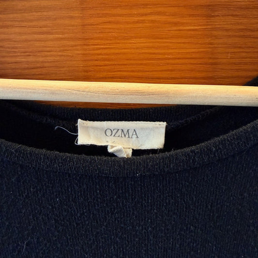Ozma of California Black Short Sleeve Linen Shift Dress - Size S - 0312IG