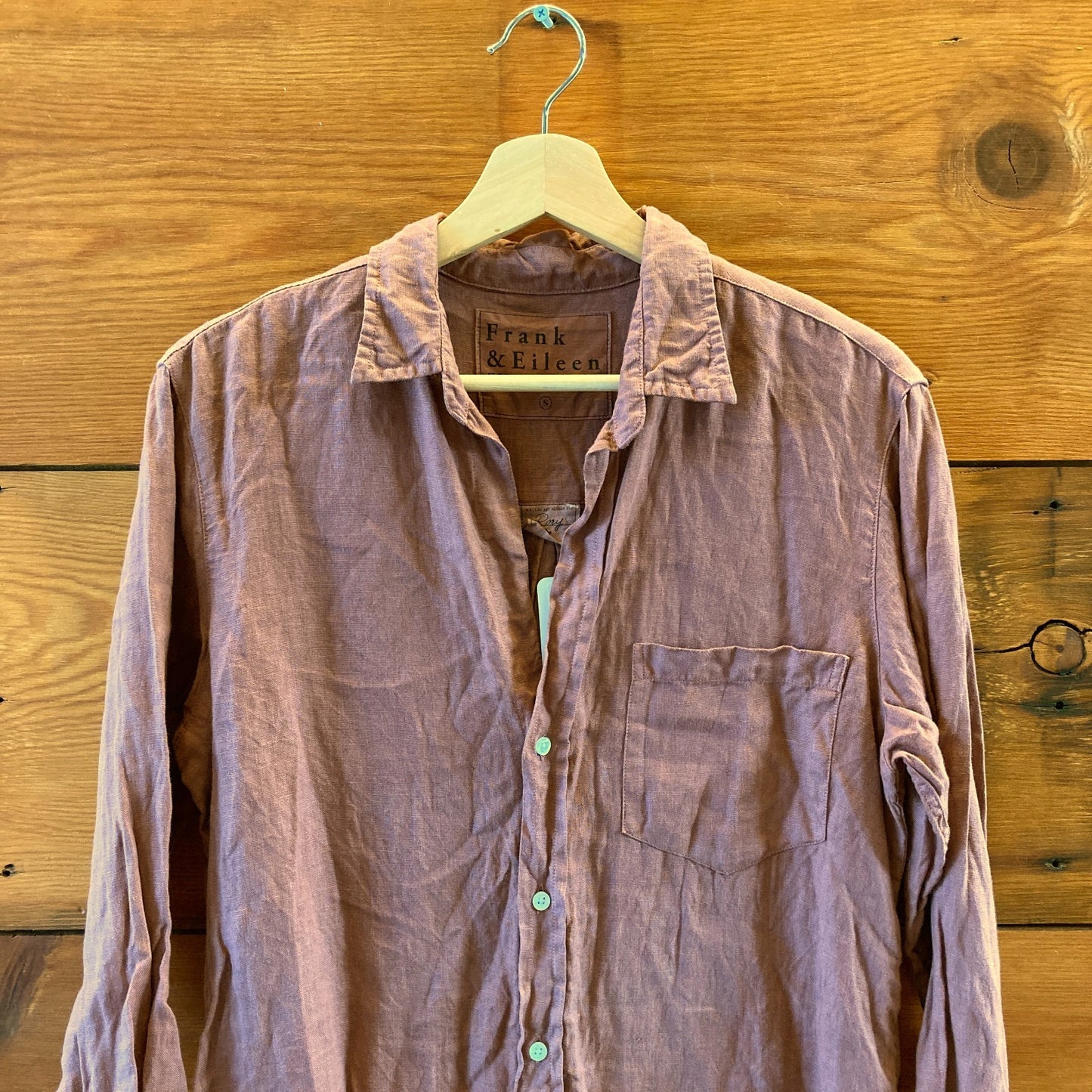 Frank & Eileen Mauve Rory Linen Button Front Maxi Shirt Dress - Size S - 0721DK