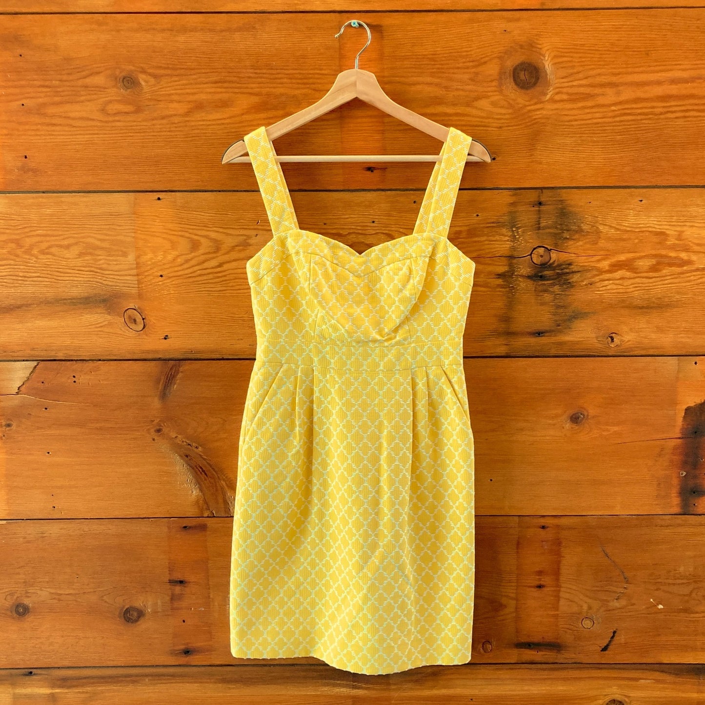 Kate Spade Yellow White Hilary Sleeveless Sweetheart Dress - Size 2 - 0702AS